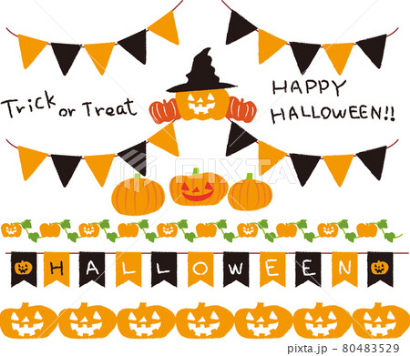 ハロウィン　枠フレームイラストセット 80483529
