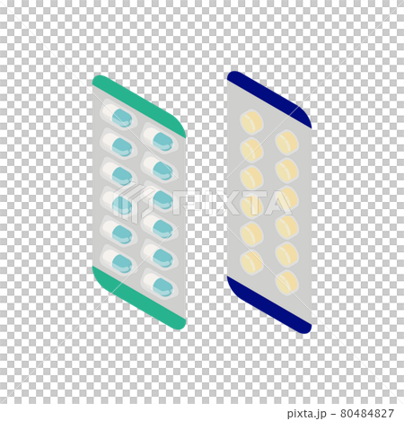 カプセル剤や錠剤のヒートのアイソメトリックイラスト カプセル剤や錠剤のヒートのアイソメトリックイラスト 80484827