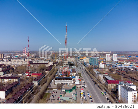 Aerial view of the TV Tower in Tyumen. Russia Aerial view of the TV Tower in Tyumen. Russia 80486021