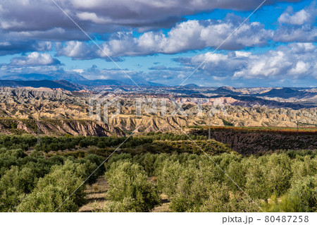 Landscape near Bacor Olivar at Embalse de Negratin reservoir lake in Spain 80487258