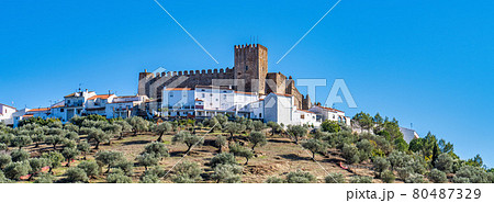Landscape view to Segura De Leon Castle Hill, Extremadura, Spain 80487329
