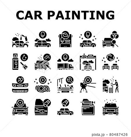 Car Painting Service Collection Icons Set Vector 80487426