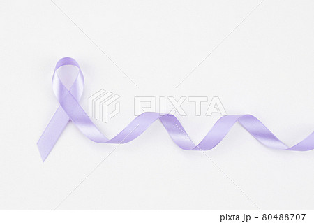 Purple ribbon on white background 80488707