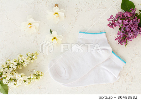 Pair of women socks on white background. Pair of women socks on white background. 80488882