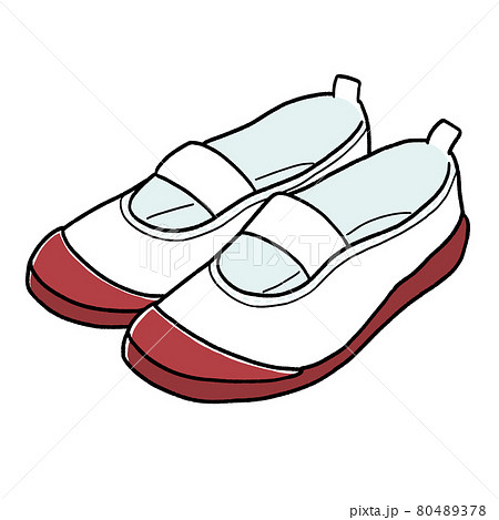 学校の上靴 上履き 赤 イラストのイラスト素材