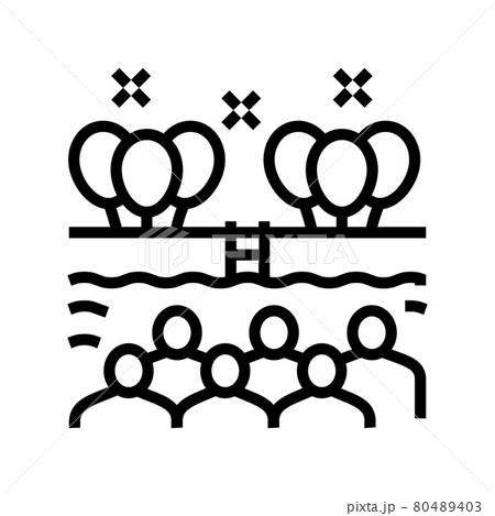 Pool Kids Party Line Icon Vector Illustrationのイラスト素材