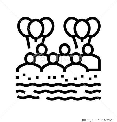 beach kids party line icon vector illustration beach kids party line icon vector illustration 80489421
