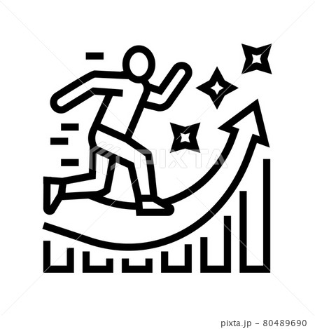 manager running and working for increase profit line icon vector illustration 80489690