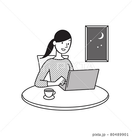 自宅でテレワーク　人物 80489901