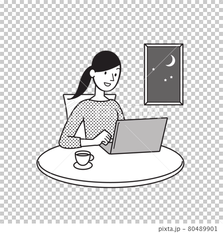 自宅でテレワーク　人物 80489901