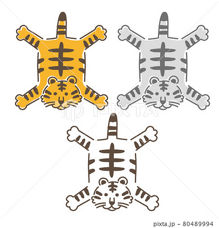デフォルメした虎の敷物のイラスト 80489994