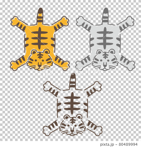 デフォルメした虎の敷物のイラスト 80489994