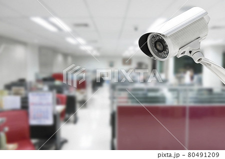 CCTV Camera security operating in office building. 80491209