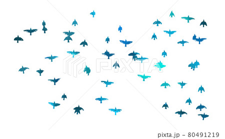 A flock of blue birds. Vector illustration 80491219