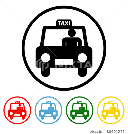 Taxi Flat Icon with Color Variations 80491225