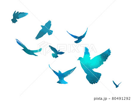 A flock of blue birds. Vector illustration 80491292