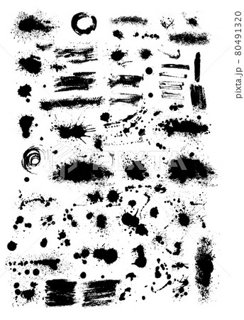 Set of blots . Paint stains black blotch background. Grunge Design Element. Brush Strokes. Vector illustration 80491320
