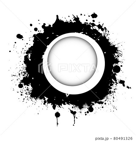 a round frame of black paint spots. Vector illustration 80491326