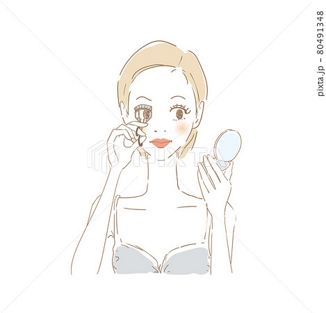 メイクをする女性　　ビューラー 80491348