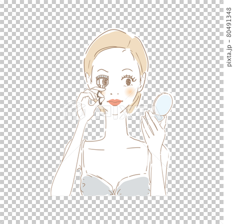 女人化妝，睫毛夾 80491348