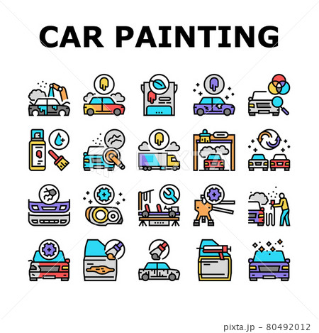 Car Painting Service Collection Icons Set Vector Car Painting Service Collection Icons Set Vector 80492012