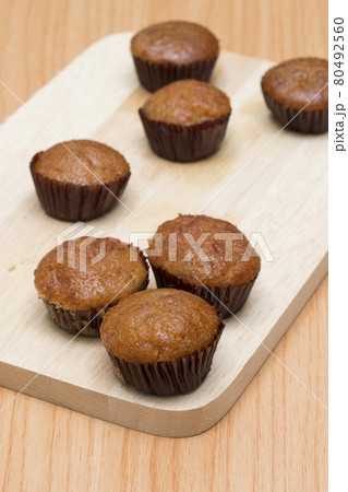 banana cake on the wooden board 80492560
