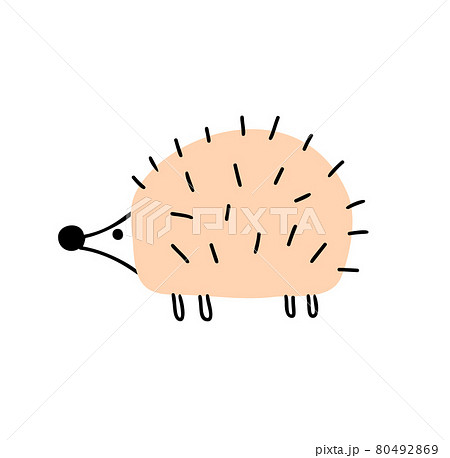 Vector illustration of doodle hedgehog. Isolated on white. Cute cartoon character for clothes, bed linen, postcards, icon, sticker for textile scandinavian design Vector illustration of doodle hedgehog. Isolated on white. Cute cartoon character for clothes, bed linen, postcards, icon, sticker for textile scandinavian design 80492869