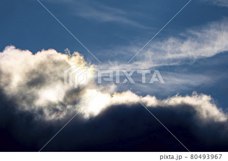 【空】夏の空　入道雲　風神　雲　背景　背景素材　8月　コピースペース 80493967