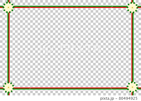 クリスマスフレーム枠-リボン白ふち-5枚葉白花ふちなし(ポストカード比率)(グリーティン クリスマスフレーム枠-リボン白ふち-5枚葉白花ふちなし(ポストカード比率)(グリーティン 80494925