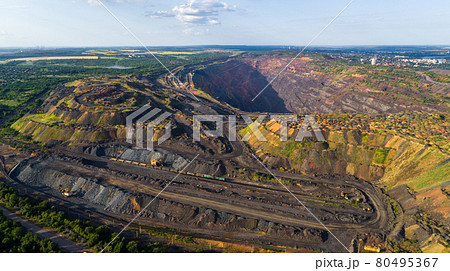 Coal Mining Open Pit Mine Aerial Black View 80495367