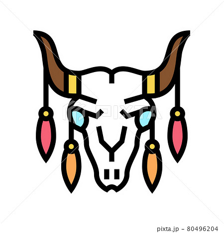animal scull with boho decoration color icon vector illustration animal scull with boho decoration color icon vector illustration 80496204