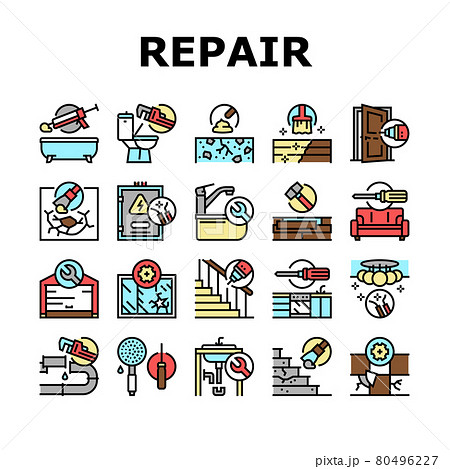 Home Repair Occupation Collection Icons Set Vector Home Repair Occupation Collection Icons Set Vector 80496227