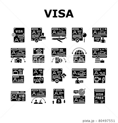 Visa For Traveling Collection Icons Set Vector Visa For Traveling Collection Icons Set Vector 80497551