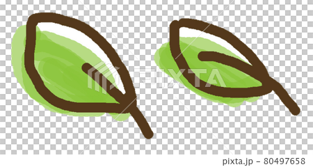 兩片手繪葉子朝左 兩片手繪葉子朝左 80497658