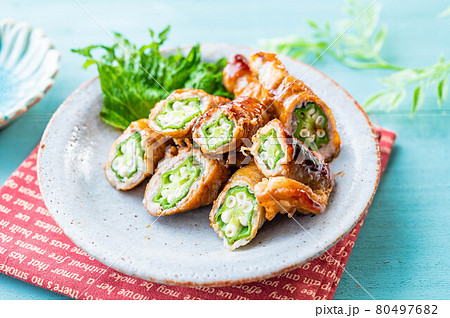 オクラの肉巻き照り焼き オクラの肉巻き照り焼き 80497682