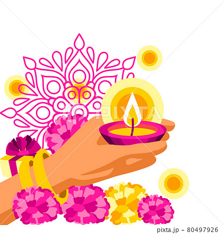 Happy Diwali greeting card. Deepavali or dipavali festival of lights. Happy Diwali greeting card. Deepavali or dipavali festival of lights. 80497926