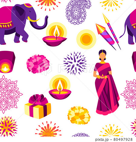 Happy Diwali seamless pattern. Deepavali or dipavali festival of lights. Happy Diwali seamless pattern. Deepavali or dipavali festival of lights. 80497928