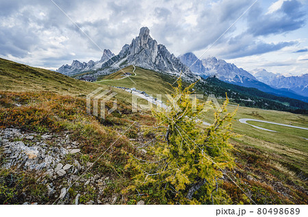 Giau Pass high alpine pass, popular travel destination in Dolomites, Italy Giau Pass high alpine pass, popular travel destination in Dolomites, Italy 80498689