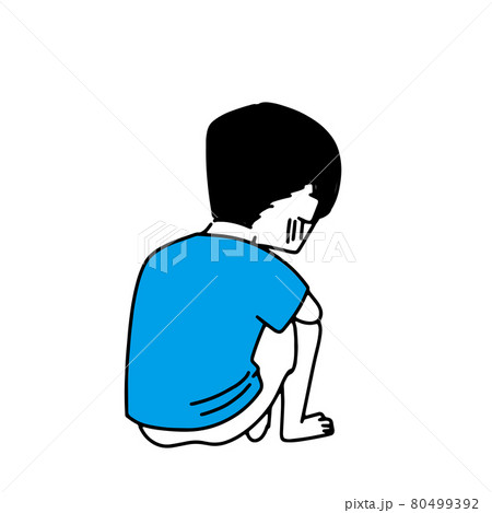 落ち込んで座り込んでいる男性のイラスト素材