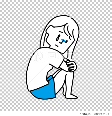 Woman sitting depressed Woman sitting depressed 80499394