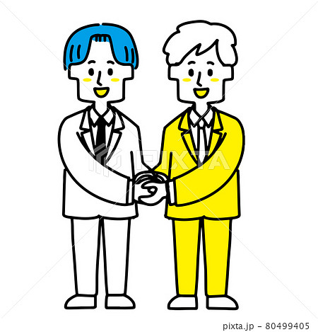 両手でかたい握手を交わすビジネスマンのイラスト素材