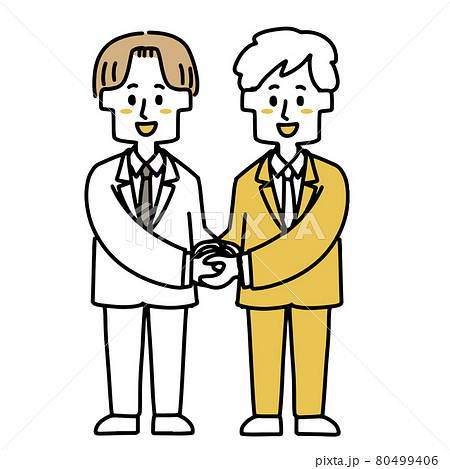 両手でかたい握手を交わすビジネスマン 80499406