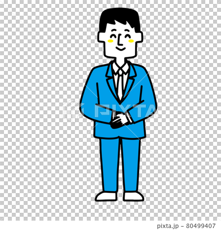 Salesman with hands in front Salesman with hands in front 80499407