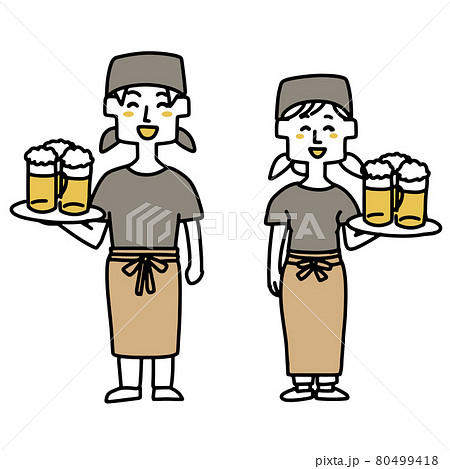 ビールを運ぶ居酒屋店員 ビールを運ぶ居酒屋店員 80499418