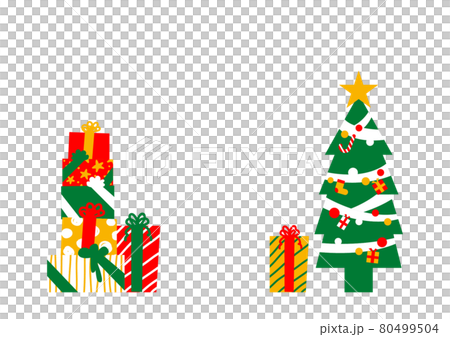Christmas illustrations of fir trees and gifts 80499504