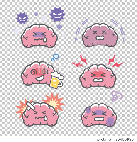 人間の脳のダメージに関する表情セット 80499989