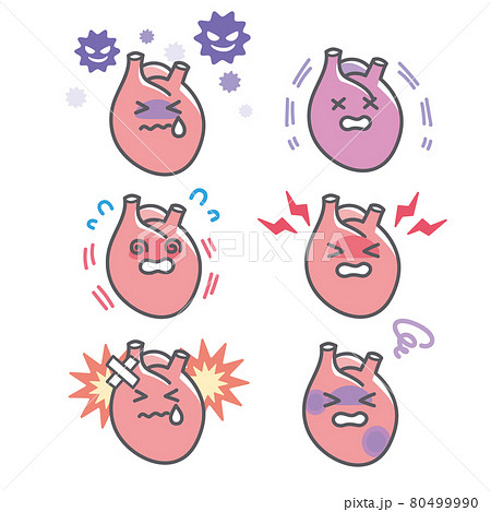 人間の心臓のダメージに関する表情セット 80499990