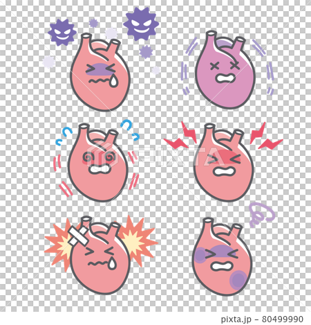 人間の心臓のダメージに関する表情セット 80499990