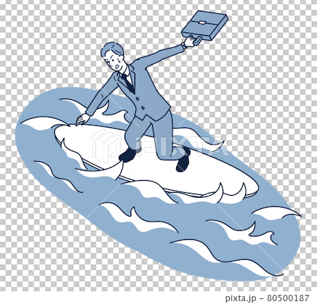 一個穿著西裝的商人在衝浪板上騎著波濤洶湧的大海的等距圖 一個穿著西裝的商人在衝浪板上騎著波濤洶湧的大海的等距圖 80500187