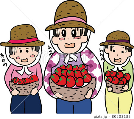 農家　女性　団体　トマト　お母さん　恐怖　焦る 80503182